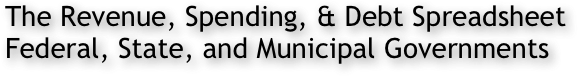The Revenue, Spending, & Debt Spreadsheet
Federal, State, and Municipal Governments